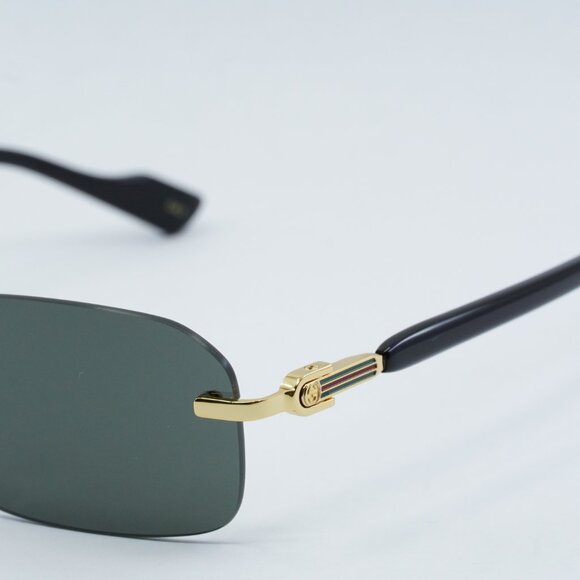 Gucci GG1221S 001 Sunglasses Gold/Black Rectangle Frame, Grey Lenses main image 11
